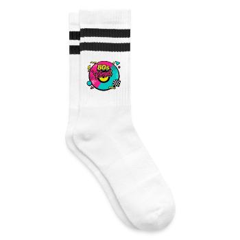 Renaissance du néon vinyle des années 80 - Chaussettes de tennis - blanc/noir - Droite