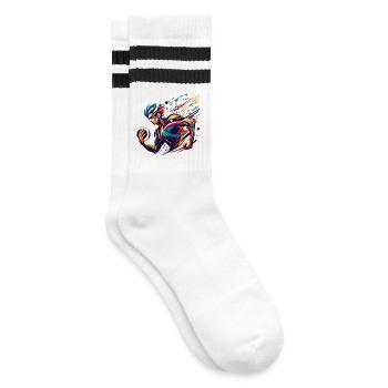 futuristischer Athlet in lebhaften Farben - Gestreifte Tennissocken - Weiß/Schwarz - Rechts