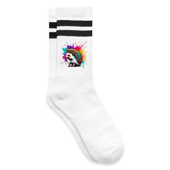 Igel - Gestreifte Tennissocken - Weiß/Schwarz - Rechts