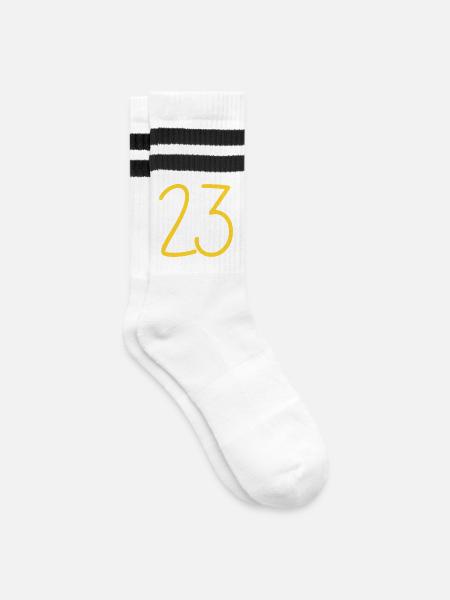 23 - Gestreifte Tennissocken - Weiß/Schwarz