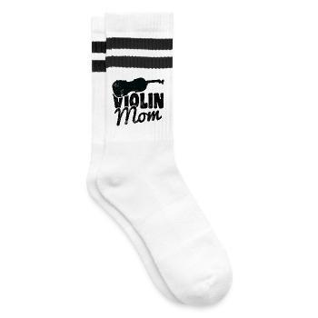Violinistin Mutter - Gestreifte Tennissocken - Weiß/Schwarz - Rechts