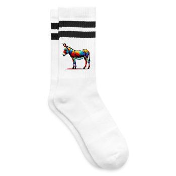 Esel, Schnuller, Maultier - Gestreifte Tennissocken - Weiß/Schwarz - Rechts