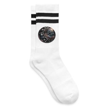 Metallic Sunshine City - Gestreifte Tennissocken - Weiß/Schwarz - Rechts