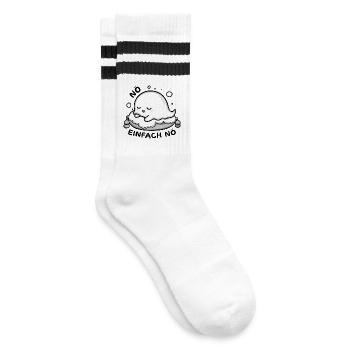 Kawaii Geist auf Kissen - Nö Einfach Nö - Gestreifte Tennissocken - Weiß/Schwarz - Rechts