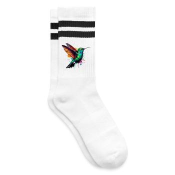 Kolibri - Gestreifte Tennissocken - Weiß/Schwarz - Rechts