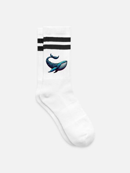 Wal - Gestreifte Tennissocken - Weiß/Schwarz