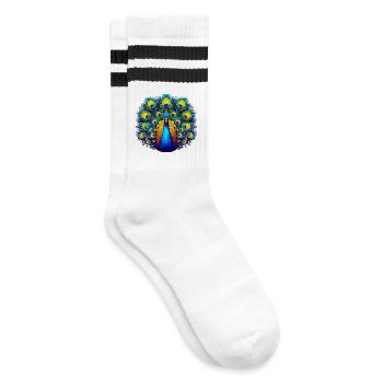 Pfau - Gestreifte Tennissocken - Weiß/Schwarz - Rechts