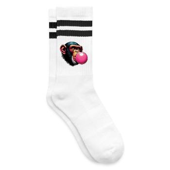 Monkey - Striped tennis socks - white/black - Right