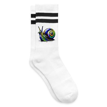 Schnecke - Gestreifte Tennissocken - Weiß/Schwarz - Rechts