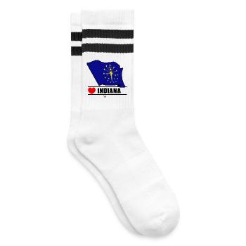 Flagge Indiana Herz INDIANA - Gestreifte Tennissocken - Weiß/Schwarz - Rechts