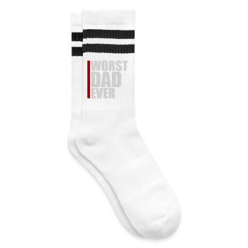 Worst Dad Ever Funny Sarcastic Father's Day Dad - Striped tennis socks - white/black - Right