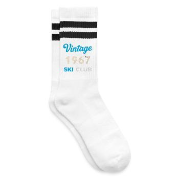 Vintage 1967 – Ski Club Retro Geburtsjahr Geschenk - Gestreifte Tennissocken - Weiß/Schwarz - Rechts