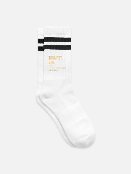 Trompete, Trompete, Trompete - Gestreifte Tennissocken - Weiß/Schwarz