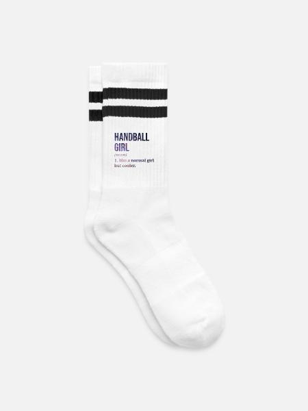 Handball Handball Handball - Gestreifte Tennissocken - Weiß/Schwarz