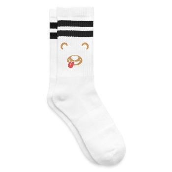 Affe | Big Face Kostüm Karneval Verkleidung - Gestreifte Tennissocken - Weiß/Schwarz - Rechts
