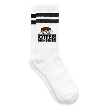 Otter Nonsense Lustig Wortspiel Otter Liebe Spruch - Gestreifte Tennissocken - Weiß/Schwarz - Rechts