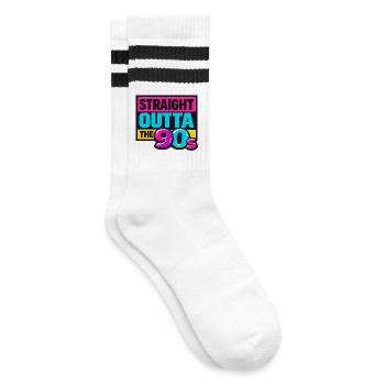 Straight Outta The 90s Neon - Striped tennis socks - white/black - Right