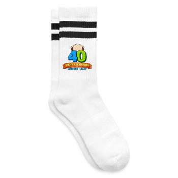 40 Mehr Erfahrung Weniger Haare - Gestreifte Tennissocken - Weiß/Schwarz - Rechts