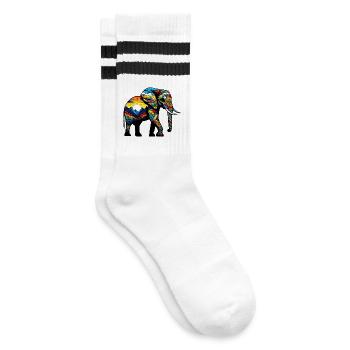 Elefant - Gestreifte Tennissocken - Weiß/Schwarz - Rechts