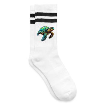 Turtle - Striped tennis socks - white/black - Right