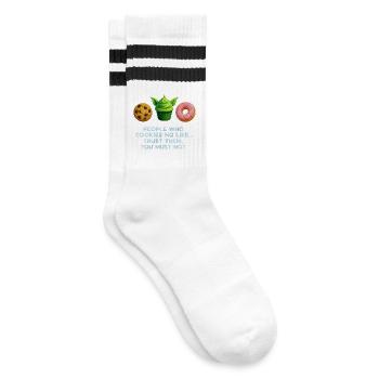 Lustiges Cookie Donut Muffin Shirt für süße Liebhaber - Gestreifte Tennissocken - Weiß/Schwarz - Rechts