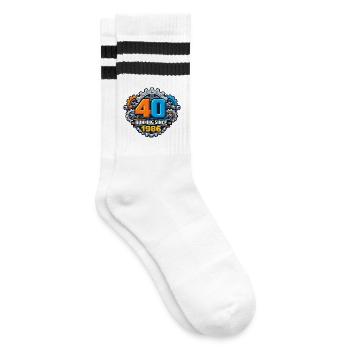 40 years of running since 1986 - Striped tennis socks - white/black - Right