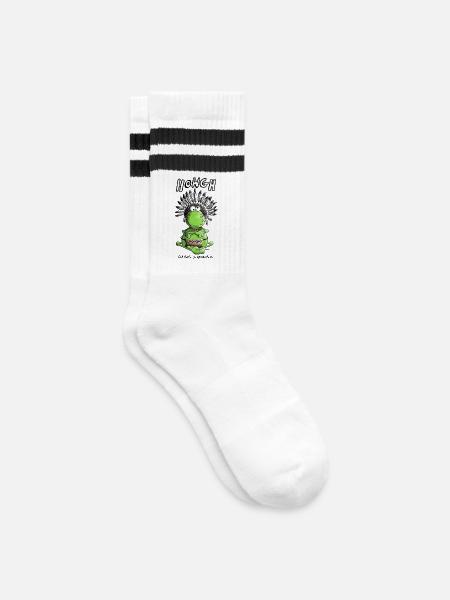 Indianer Frosch - Gestreifte Tennissocken - Weiß/Schwarz