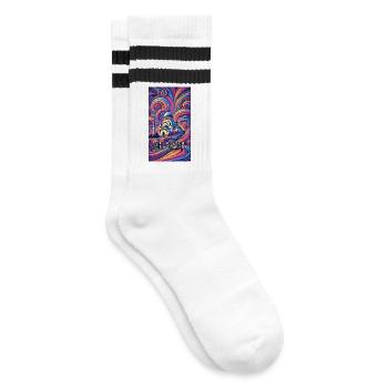 Belgrade Serbia Panorama Design - Striped tennis socks - white/black - Right