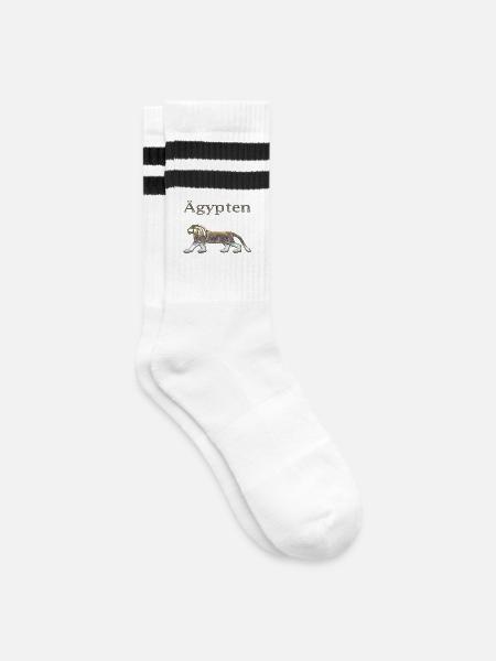 Ägypten 66 - Gestreifte Tennissocken - Weiß/Schwarz