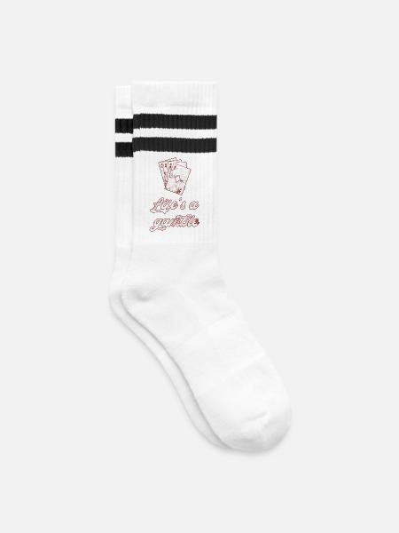 Poker - Gestreifte Tennissocken - Weiß/Schwarz