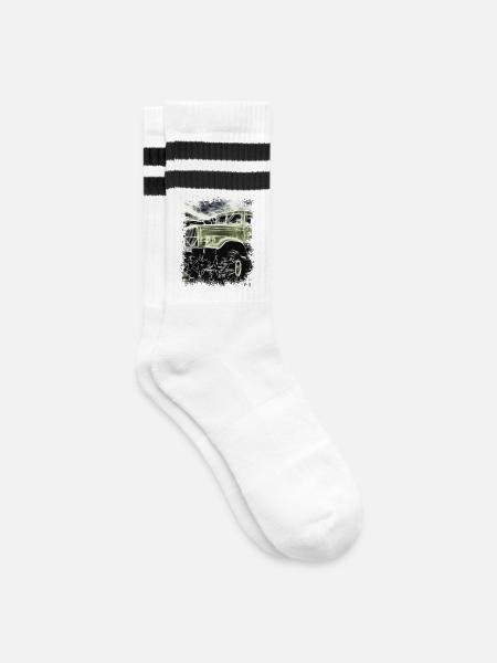 KRAZ LKW - Gestreifte Tennissocken - Weiß/Schwarz