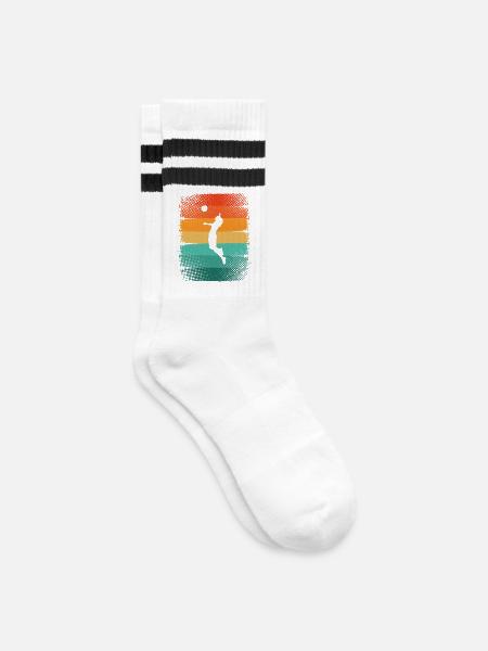 Volleyball - Gestreifte Tennissocken - Weiß/Schwarz