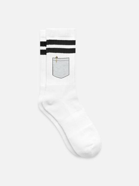 Brusttasche mit Kugelschreiber - Gestreifte Tennissocken - Weiß/Schwarz