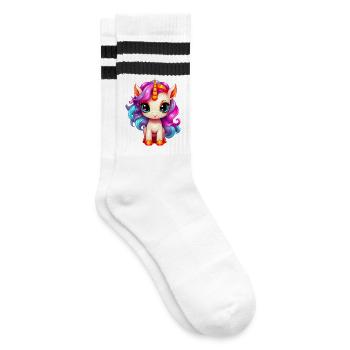 Bébé licorne - Chaussettes de tennis - blanc/noir - Droite