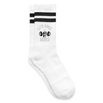 Dieses Jahr muskulös - Gestreifte Tennissocken - Weiß/Schwarz - Rechts