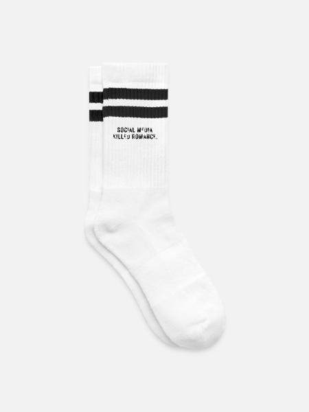SOCIAL MEDIA KILLED ROMANCE - Gestreifte Tennissocken - Weiß/Schwarz