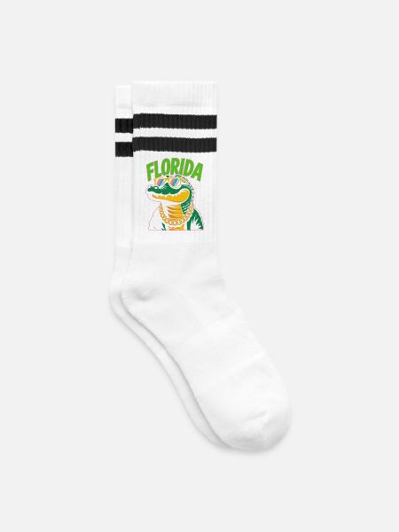 Florida Alligator - Gestreifte Tennissocken - Weiß/Schwarz