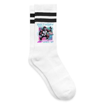 Birthday Gamer VR - Gestreifte Tennissocken - Weiß/Schwarz - Rechts