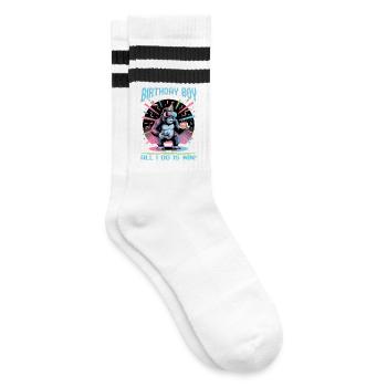 Birthday Gamer VR - Gestreifte Tennissocken - Weiß/Schwarz - Rechts