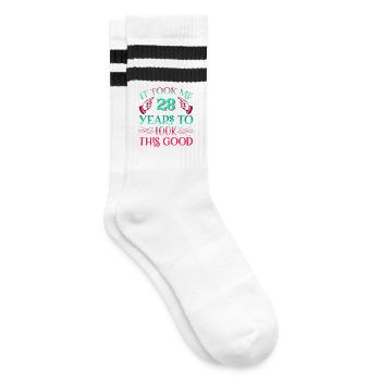 It took 28 years to look so good - Striped tennis socks - white/black - Right