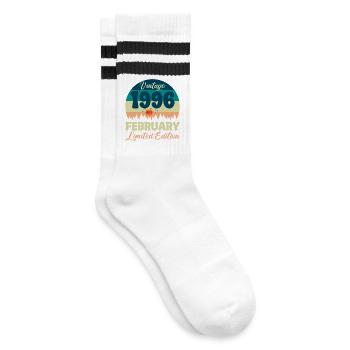 30 Year Anniversary February 1996 Vintage Gift - Striped tennis socks - white/black - Right