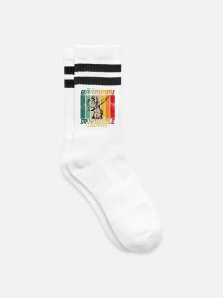 Grundschule Abschluss Grundschule geschafft - Gestreifte Tennissocken - Weiß/Schwarz