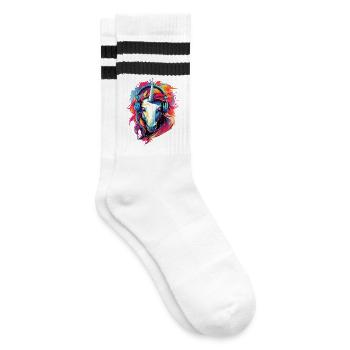 Licorne avec casque Musique Bête mythique Licornes - Chaussettes de tennis - blanc/noir - Droite