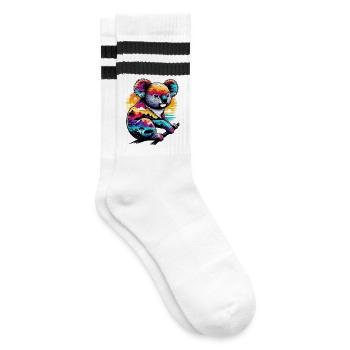 Koala - Gestreifte Tennissocken - Weiß/Schwarz - Rechts