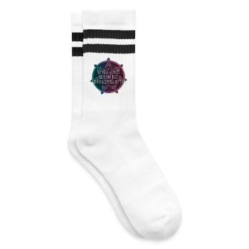 Work Hard Dream Big Shavasana Often - Gestreifte Tennissocken - Weiß/Schwarz - Rechts