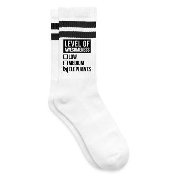 Elefant - Gestreifte Tennissocken - Weiß/Schwarz - Rechts