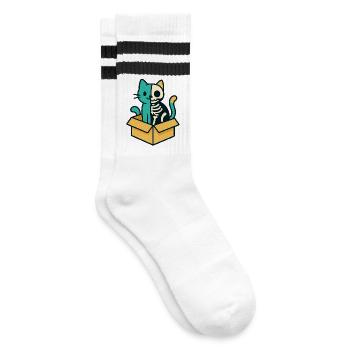 Schrödinger's Cat - Physics Design - Striped tennis socks - white/black - Right