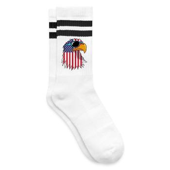 Eagle and American Flag - Striped tennis socks - white/black - Right