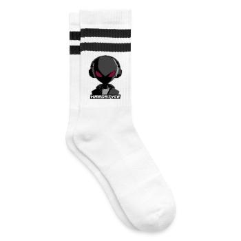 Hardstyle Alien – Music Design with Headphones - Striped tennis socks - white/black - Right