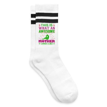 Tolles lustiges Muttertagsgeschenk - Gestreifte Tennissocken - Weiß/Schwarz - Rechts